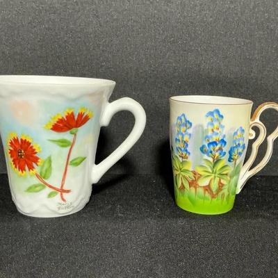 Vintage Handpainted Floral Porcelian Coffee Cups 