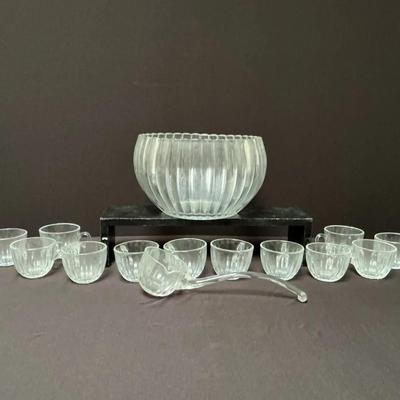Vintage Glass Punch Bowl Set