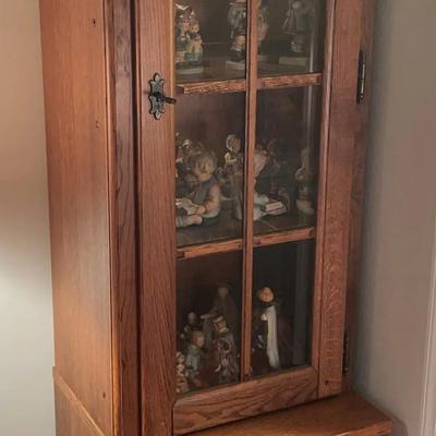 Tall Wooden 2 Piece Glass Front Hutch With Cabinet