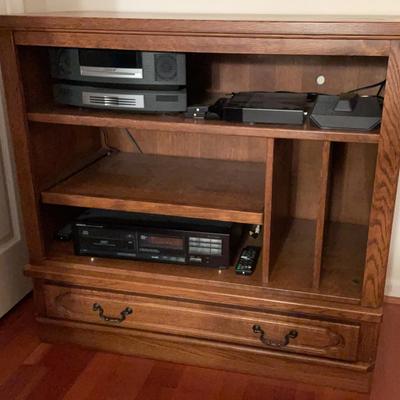 Wooden Entertainment Console With Sliding Drawer