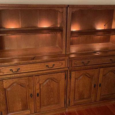 Pair Of Wooden Vasseliers with Lights