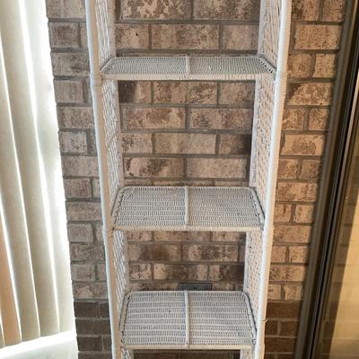 White Painted Wicker 4 Shelf Display