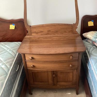 Vintage Victorian Era Washstand With Towel Rod