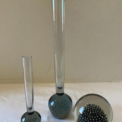 3 Pieces Of Smokey Bubble Glass