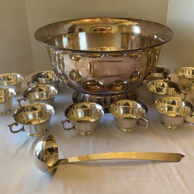 Silver Plate Punch Bowl Set