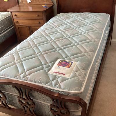 Vintage Wooden Carved Twin Bed Frame 2