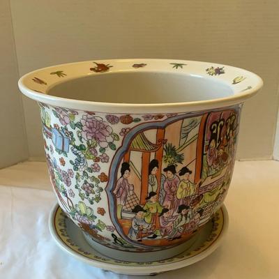 Decorative Porcelain Painted Asian Planter