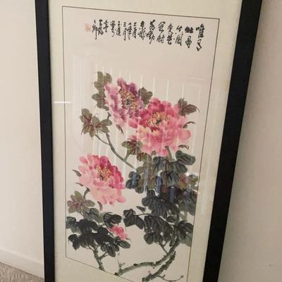 #1 Framed Original Chinese Painting of Peonies
