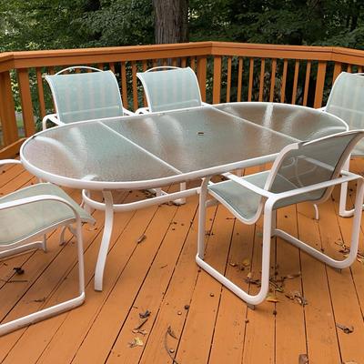 Glass Top Patio Table With 5 Chairs