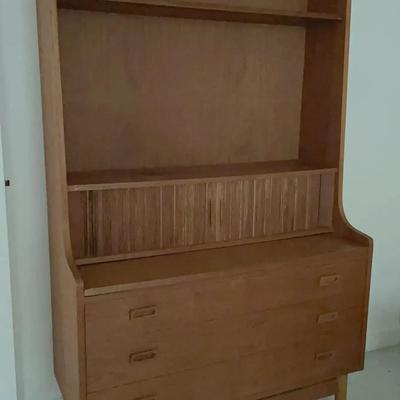 Wooden Secretary With Bookshelf