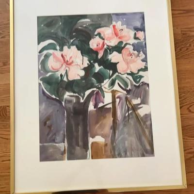 Beautiful Barbieu Framed Watercolor 