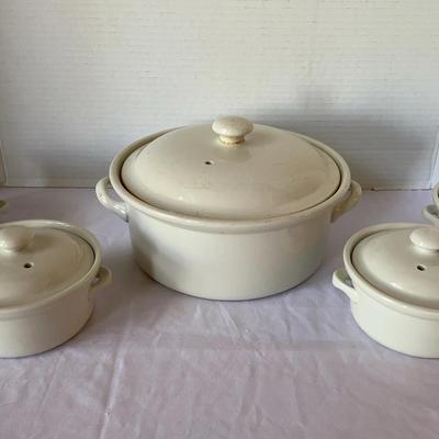 Off White Hall Carbone Lidded Serving Bowls and Pot