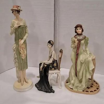 3 Resin Flapper/Lady Figurines