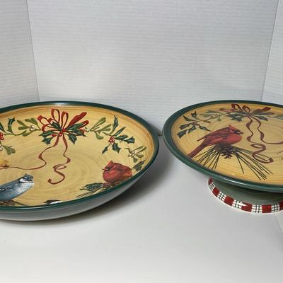 Lenox Winter Greetings Serving Ware Bowl & Cake Stand