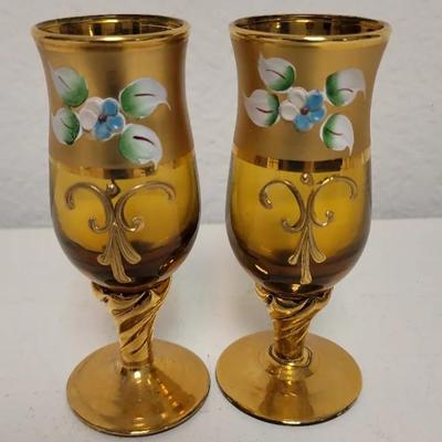 2 VIntage Murano Glass Cordials