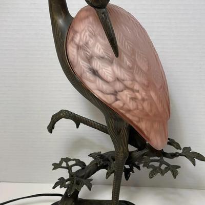 Tin Chi Heron Art Glass Lamp - Andrea By Sadek