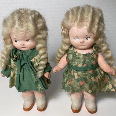 Bisque Twin Sister Dolls - Germany 5” h