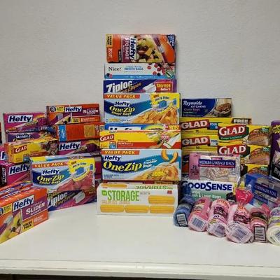 Unopened Lot Of Plastic Storage Bags And More