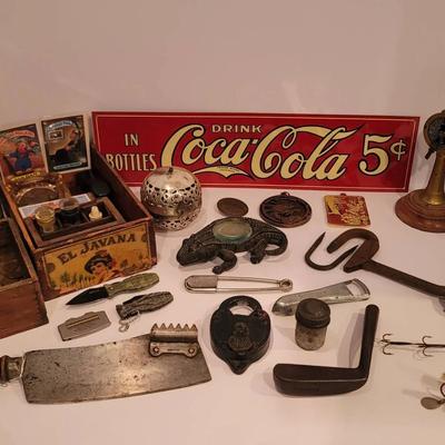 Gentleman's Lot, Old Pennies, Garbage Pail Kids, Padlock, Alligator Magnifying Glass, Bells, & More