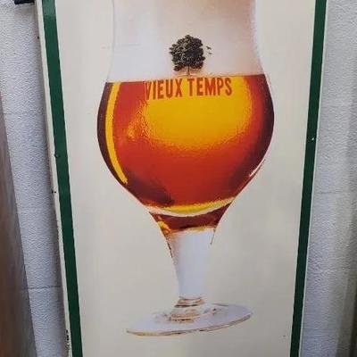 Amsterdam Porcelain Vieux Temps Beer Sign 59" X 19 1/2"