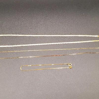 14k Italy - 2 Necklaces And A Bracelet - Kinked/Scrap