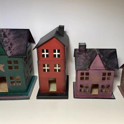 Wood Houses Decor - Lightweight - Set Of 4