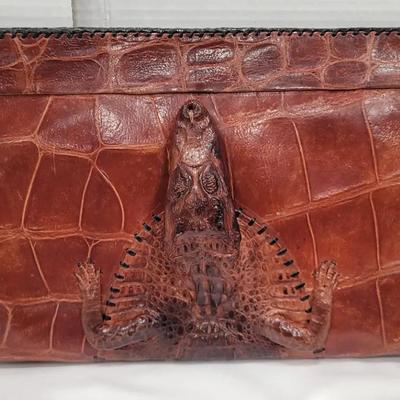 Vintage Handmade Genuine Caiman/Alligator/Crocodile Leather Clutch