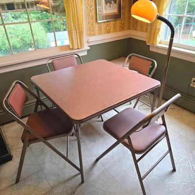 Vintage Samsonite Card Table 4 Chairs, Floor Lamp, TV Trays