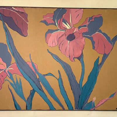Large Signed Painting On Canvas-Floral