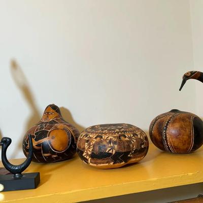 Lot Of Carved And Painted Tribal Themed Art 