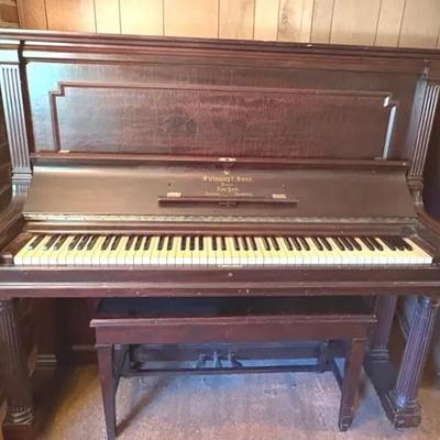 Vintage Steinway & Sons Upright Piano W/Bench