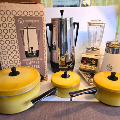 60s Coffee Makers, Oster Blender, Yellow Pots