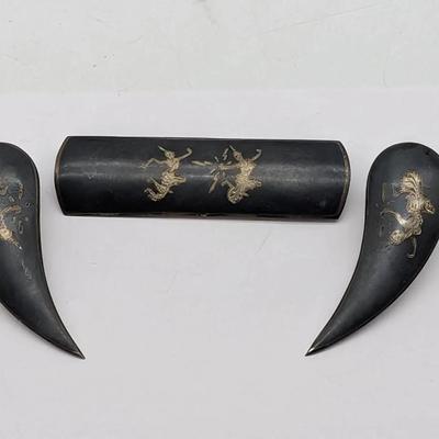 Vintage Siam Sterling Pin / Brooch & Earrings 