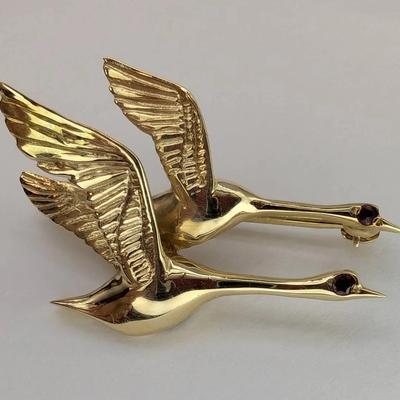 14K Gold "Geese Mate For Life" Pin