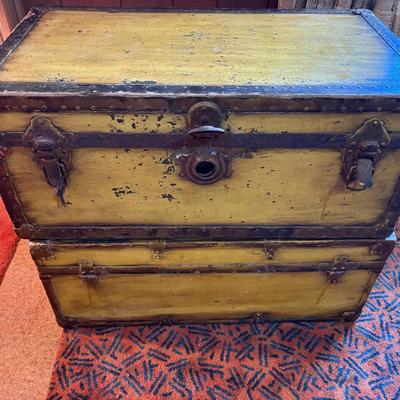 Two Footlocker Style Travel Trunks-Painted