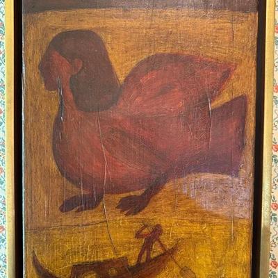Two Original Paintings On Wood & Board Framed