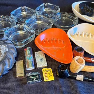 Vintage Ashtrays, Lighters, Tobacco Pipes 