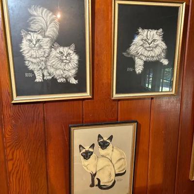 3 Signed Cat Prints