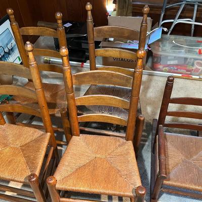 4 Antique Chairs + 1 Rocking Chair 