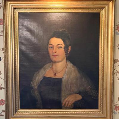 Vintage Painting On Canvas-Portrait, Framed