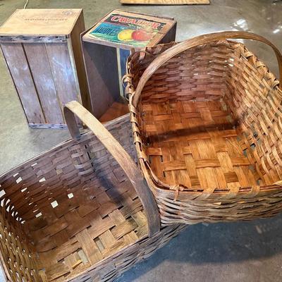 2 Apple Crates And 2 Apple Picking Baskets 