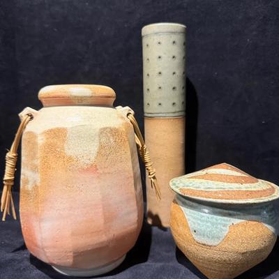 Signed hand built stoneware pottery