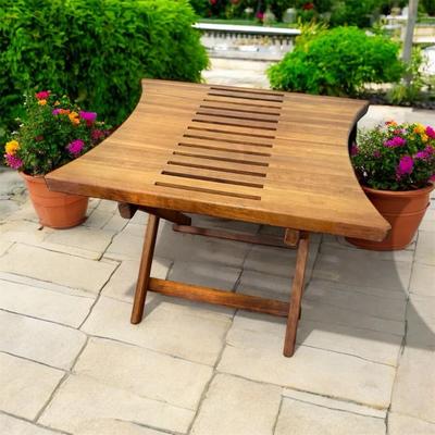 Folding outdoor teak side table