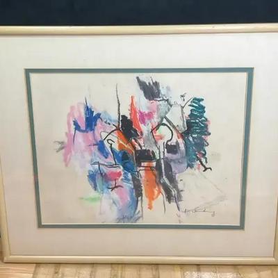 Artist signed mixed media painting