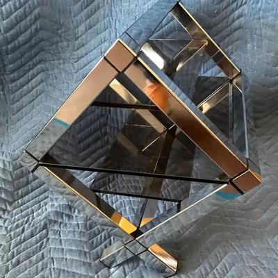 Chrome and smoked glass accent table
