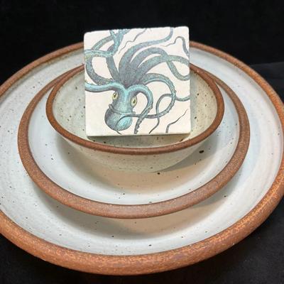 Matte white hand thrown stoneware trivet coaster