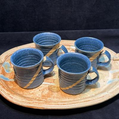 Bogan studio platter hand thrown glazed stoneware mugs