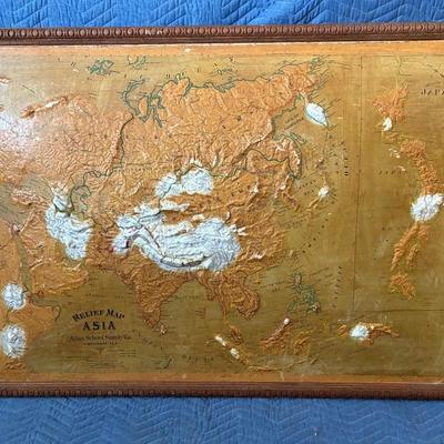 1907 relief map of asia by the atlas school supply co