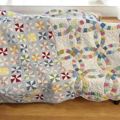 Vintage quilts pinwheel block double wedding ring