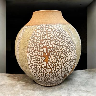 Bruning studio art pottery crackled glazed pot